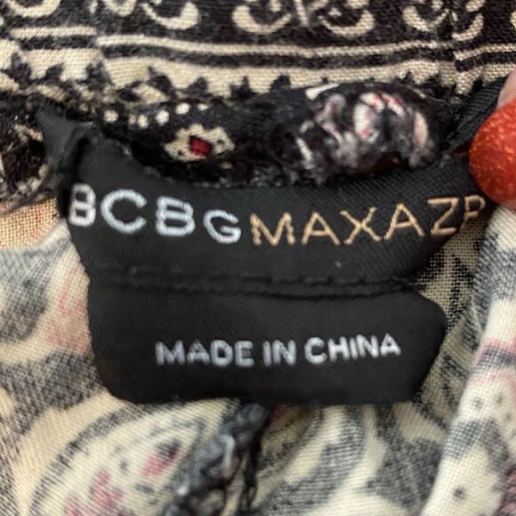 BCBG Maxazria BohoGrey Pink Black Floral Dressy Jogger Pants M Elastic Waist NEW - Picture 4 of 12